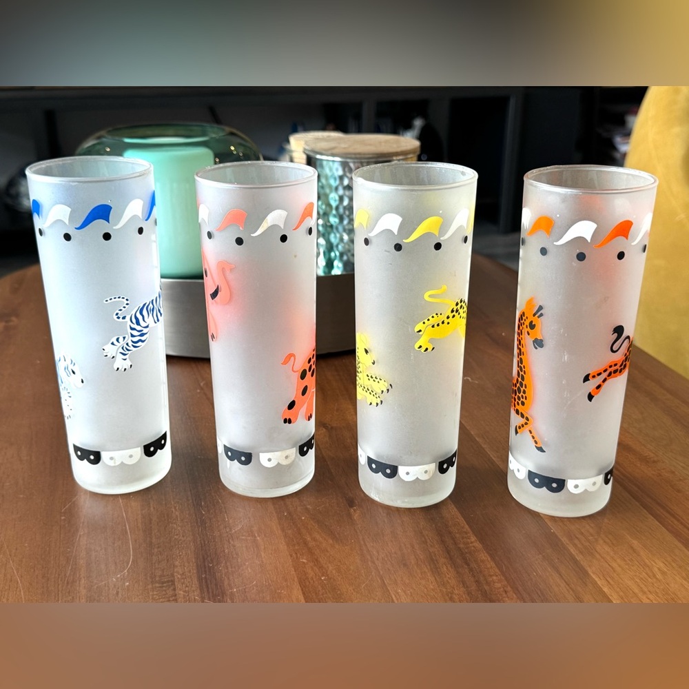 Federal Glass ZOO Frosted Tumblers Tall Highball Tom Collins Glasses Set… - Picture 5 of 6
